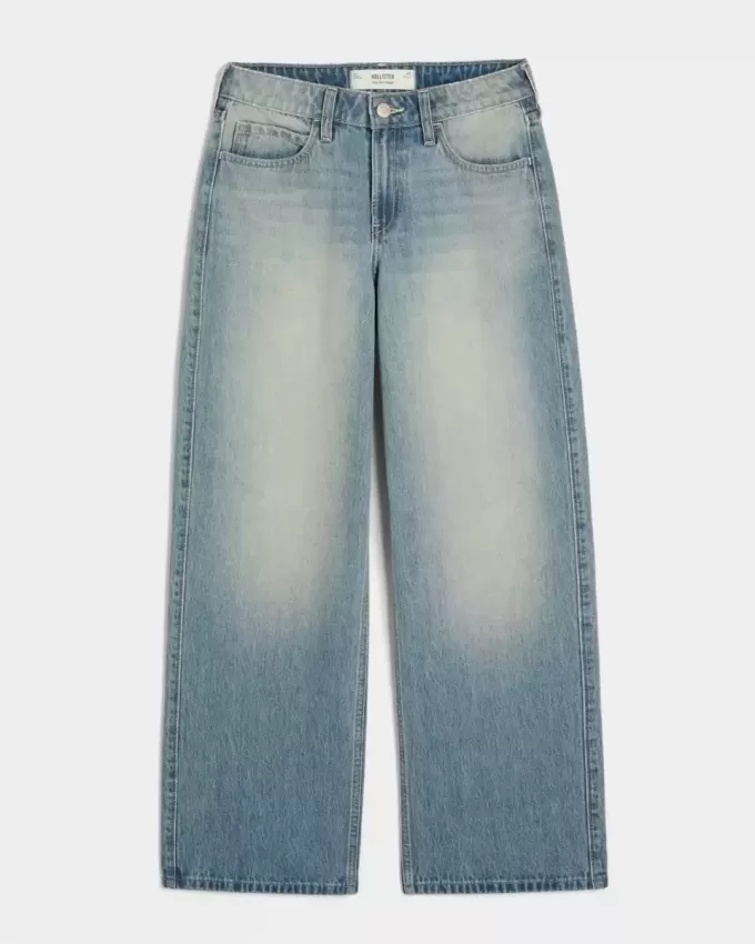 High-Rise Baggy-Jeans in mittlerer Waschung