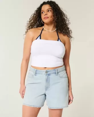 High-Rise Baggy-Jeansshorts in heller Waschung, 5″