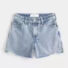 High-Rise Baggy-Jeansshorts mit mittlerer Waschung und Muschelstickerei, 5″ High-Rise Baggy-Jeansshorts mit mittlerer Waschung und Muschelstickerei, 5″