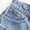 High-Rise Baggy-Jeansshorts mit mittlerer Waschung und Muschelstickerei, 5″ High-Rise Baggy-Jeansshorts mit mittlerer Waschung und Muschelstickerei, 5″