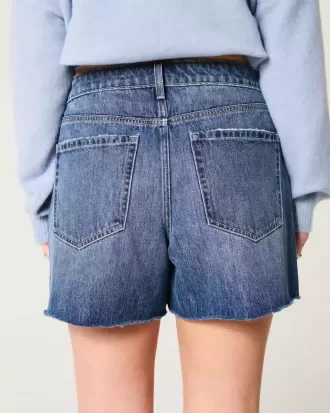 High-Rise Relaxed Denim Shorts in mittlerer dunkler Waschung, 5″