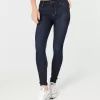 Hoch geschnittene Jeans-Leggings in dunkler Waschung Hoch geschnittene Jeans-Leggings in dunkler Waschung