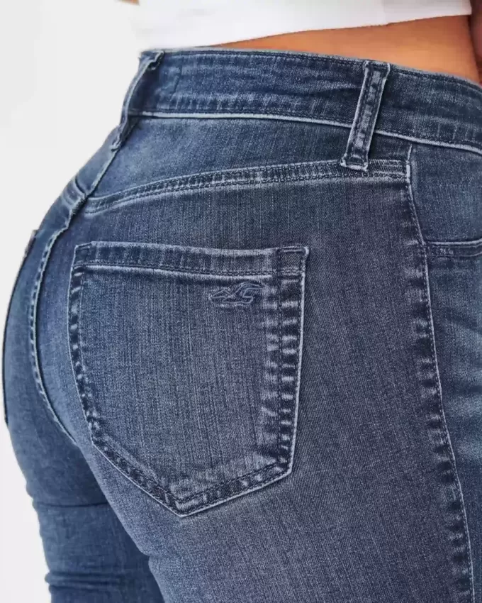 Hoch geschnittene Jeans-Leggings in dunkler Waschung Hoch geschnittene Jeans-Leggings in dunkler Waschung