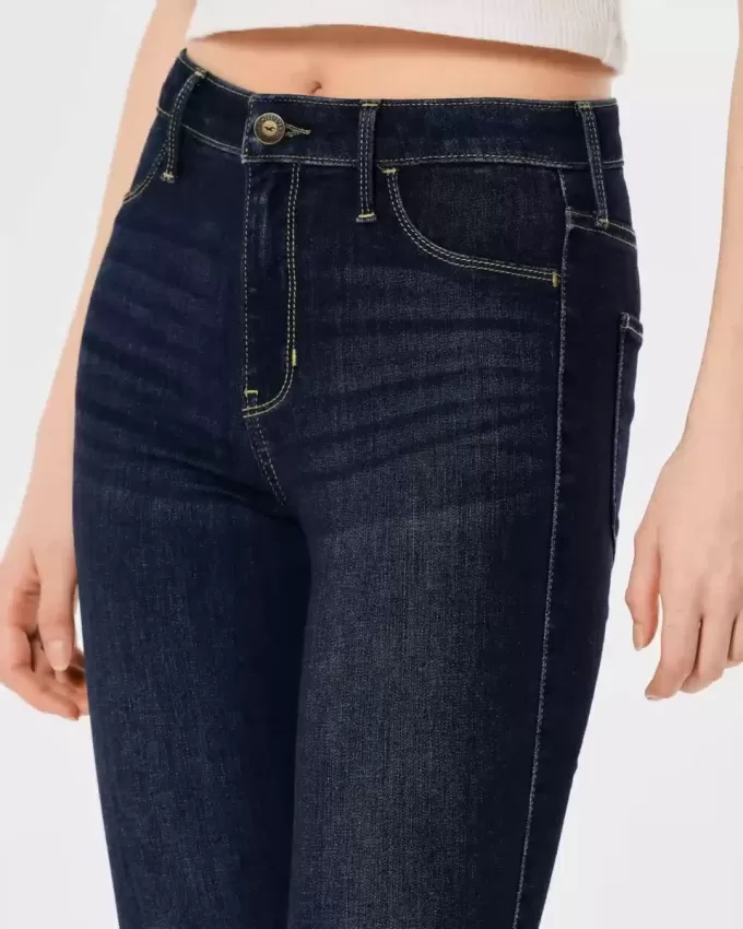 Hoch geschnittene Jeans-Leggings in dunkler Waschung Hoch geschnittene Jeans-Leggings in dunkler Waschung