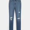 Hoch geschnittene Jeans-Leggings mit Rissen in mittlerer Waschung Hoch geschnittene Jeans-Leggings mit Rissen in mittlerer Waschung