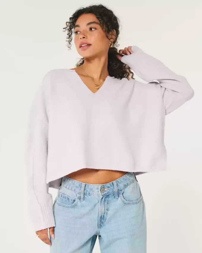 Hollister – Bequemer Cloud-Pullover mit kastigem Reverskragen Hollister – Bequemer Cloud-Pullover mit kastigem Reverskragen