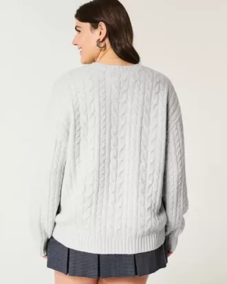 Hollister – Bequemer Cloud-Pullover mit Rundhalsausschnitt und Zopfmuster Hollister – Bequemer Cloud-Pullover mit Rundhalsausschnitt und Zopfmuster