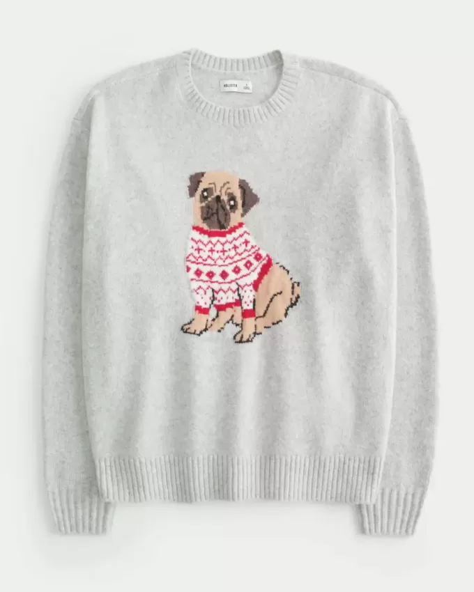 Hollister – Bequemer Pullover mit Rundhalsausschnitt und Cloud Puppy-Grafik Hollister – Bequemer Pullover mit Rundhalsausschnitt und Cloud Puppy-Grafik