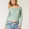 Hollister – Bequemer, schulterfreier Pullover mit Cloud-Stickerei Hollister – Bequemer, schulterfreier Pullover mit Cloud-Stickerei