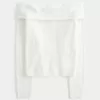 Hollister – Bequemer, schulterfreier Pullover mit Cloud-Stickerei Hollister – Bequemer, schulterfreier Pullover mit Cloud-Stickerei