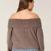 Hollister – Bequemer, schulterfreier Pullover mit Umschlag in Cloud Hollister – Bequemer, schulterfreier Pullover mit Umschlag in Cloud