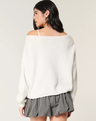 Hollister – Comfy Cloud – Bequemer, schulterfreier Pullover mit Hirschgrafik