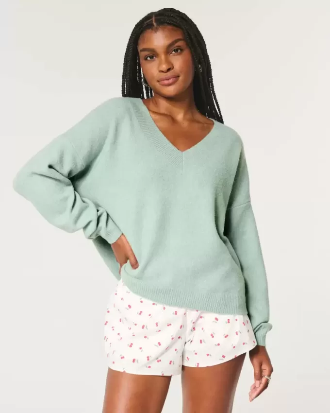 Hollister – Comfy Cloud – Oversize-Pullover mit V-Ausschnitt