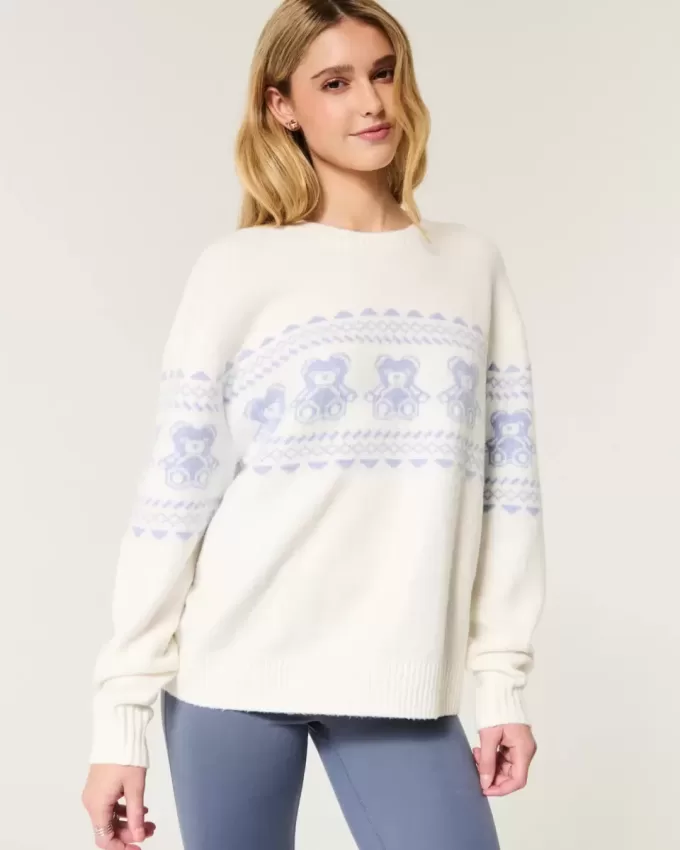 Hollister – Comfy Cloud – Rundhalspullover mit Teddybär-Grafik Hollister – Comfy Cloud – Rundhalspullover mit Teddybär-Grafik