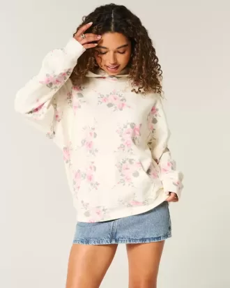 Hollister – Feel Good – Oversize-Kapuzenpullover mit Blumenmuster