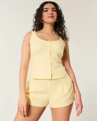 Hollister – Livvy – Shorts aus Leinenmischung mit niedriger Taille Hollister – Livvy – Shorts aus Leinenmischung mit niedriger Taille