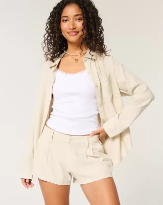 Hollister – Livvy – Shorts aus Leinenmischung mit niedriger Taille, 7,6 cm Hollister – Livvy – Shorts aus Leinenmischung mit niedriger Taille, 7,6 cm