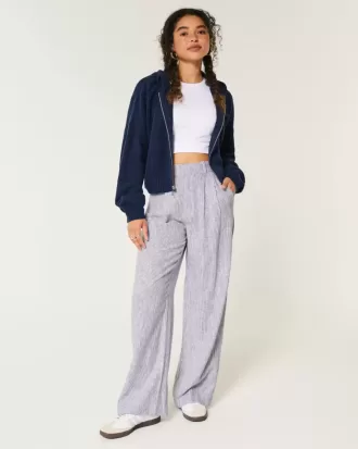 Hollister – Livvy – Ultrahoch geschnittene Hose aus Leinenmischung mit weitem Bein Hollister – Livvy – Ultrahoch geschnittene Hose aus Leinenmischung mit weitem Bein