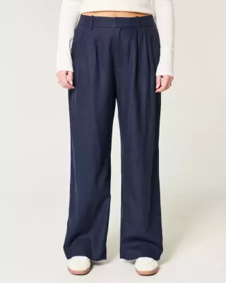 Hollister – Livvy – Ultrahoch geschnittene Hose aus Leinenmischung mit weitem Bein Hollister – Livvy – Ultrahoch geschnittene Hose aus Leinenmischung mit weitem Bein