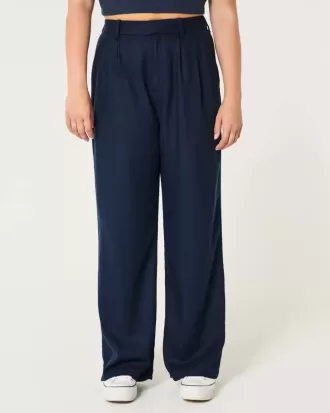 Hollister – Livvy – Ultrahoch geschnittene Hose aus Leinenmischung mit weitem Bein Hollister – Livvy – Ultrahoch geschnittene Hose aus Leinenmischung mit weitem Bein