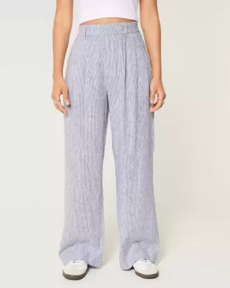 Hollister – Livvy – Ultrahoch geschnittene Hose aus Leinenmischung mit weitem Bein Hollister – Livvy – Ultrahoch geschnittene Hose aus Leinenmischung mit weitem Bein