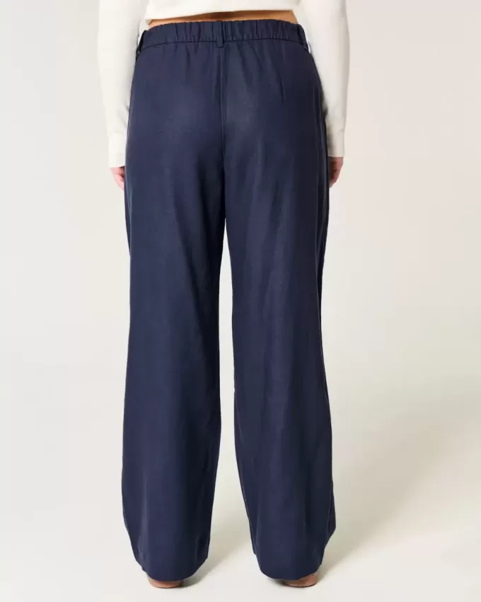 Hollister – Livvy – Ultrahoch geschnittene Hose aus Leinenmischung mit weitem Bein Hollister – Livvy – Ultrahoch geschnittene Hose aus Leinenmischung mit weitem Bein