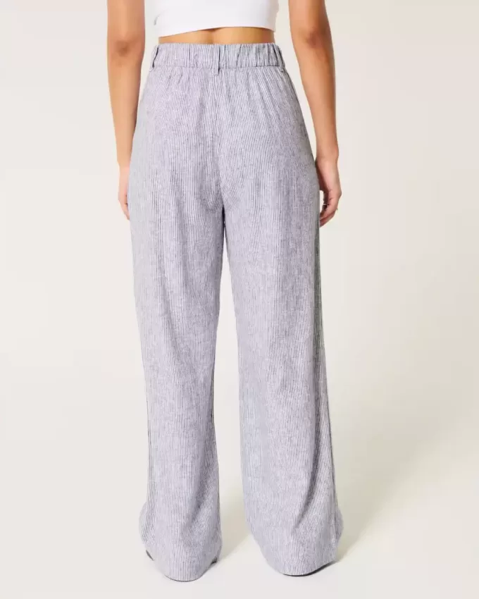 Hollister – Livvy – Ultrahoch geschnittene Hose aus Leinenmischung mit weitem Bein Hollister – Livvy – Ultrahoch geschnittene Hose aus Leinenmischung mit weitem Bein