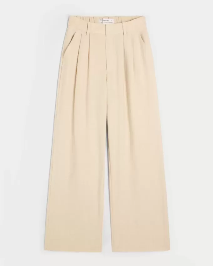 Hollister – Livvy – Ultrahoch geschnittene Hose aus Leinenmischung mit weitem Bein Hollister – Livvy – Ultrahoch geschnittene Hose aus Leinenmischung mit weitem Bein