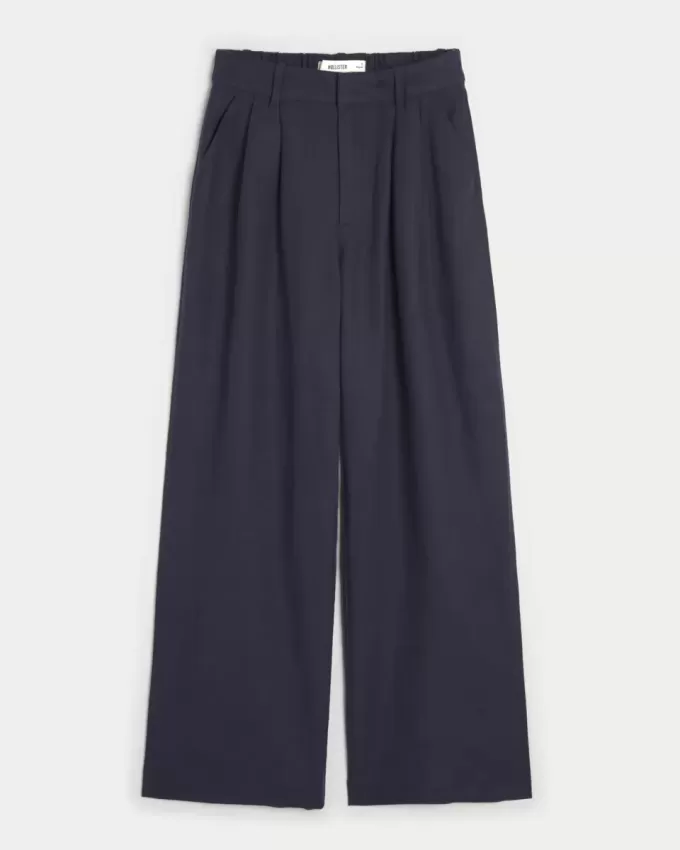 Hollister – Livvy – Ultrahoch geschnittene Hose aus Leinenmischung mit weitem Bein Hollister – Livvy – Ultrahoch geschnittene Hose aus Leinenmischung mit weitem Bein