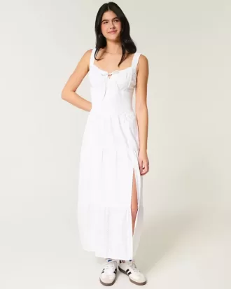 Hollister – Sofia – Maxikleid mit seitlich gesmokten Ösen