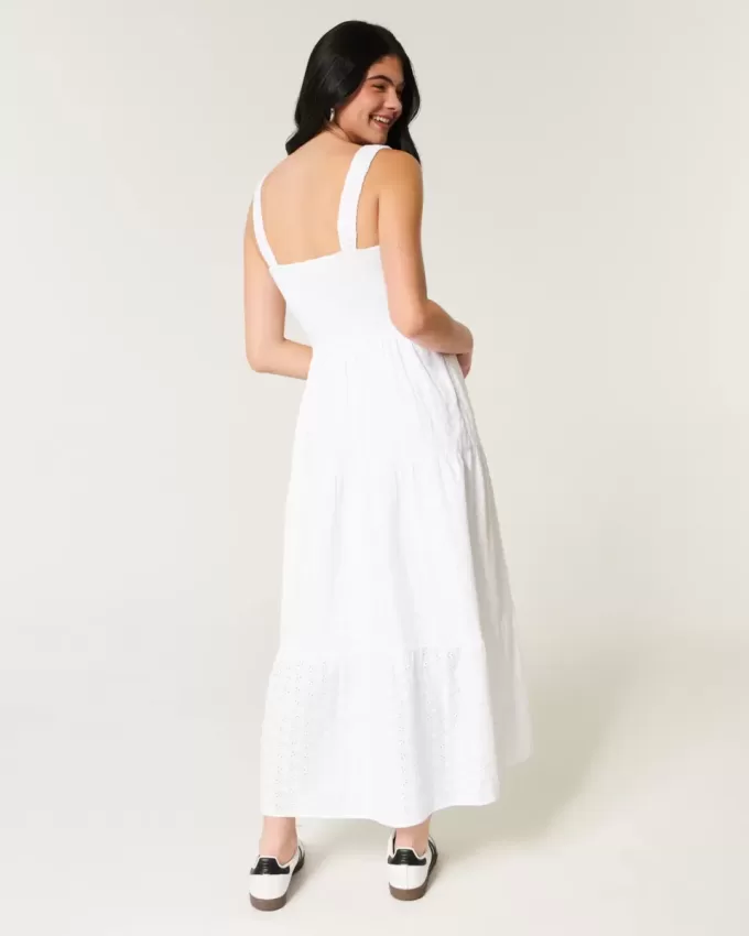 Hollister – Sofia – Maxikleid mit seitlich gesmokten Ösen