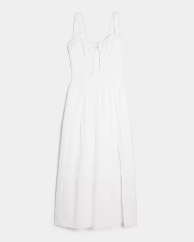 Hollister – Sofia – Maxikleid mit seitlich gesmokten Ösen