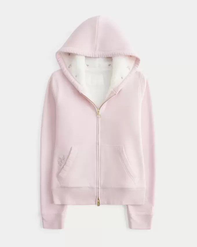 Hollister x Crocs – Kapuzenpullover mit Sherpa-Futter und Reißverschluss Hollister x Crocs – Kapuzenpullover mit Sherpa-Futter und Reißverschluss