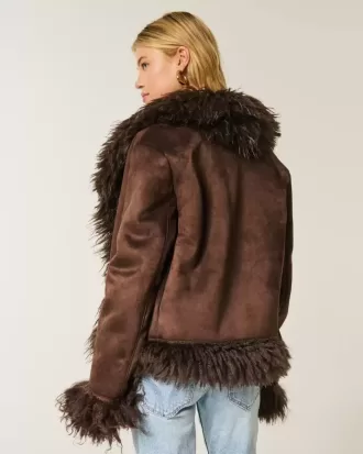 Jacke aus Kunstlammfell mit Kunstpelzfutter