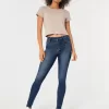 Jeans-Leggings mit hohem Bund und mittlerer Waschung Jeans-Leggings mit hohem Bund und mittlerer Waschung