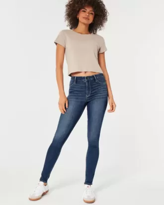 Jeans-Leggings mit hohem Bund und mittlerer Waschung