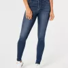 Jeans-Leggings mit hohem Bund und mittlerer Waschung Jeans-Leggings mit hohem Bund und mittlerer Waschung