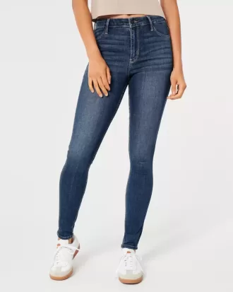 Jeans-Leggings mit hohem Bund und mittlerer Waschung
