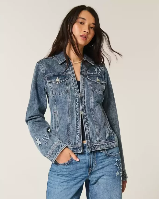 Jeansjacke mit Grafik der Klasse 26 Jeansjacke mit Grafik der Klasse 26