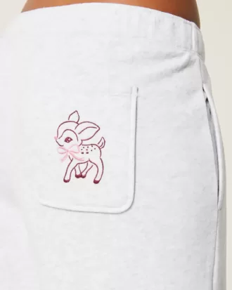 Jogginghose mit weitem Bein und Hirsch-Grafik