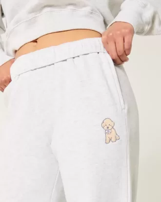 Jogginghose mit weitem Bein und Hundegrafik Jogginghose mit weitem Bein und Hundegrafik