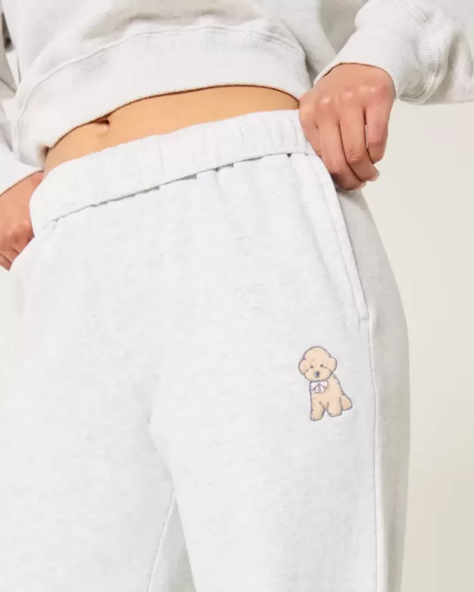 Jogginghose mit weitem Bein und Hundegrafik Jogginghose mit weitem Bein und Hundegrafik
