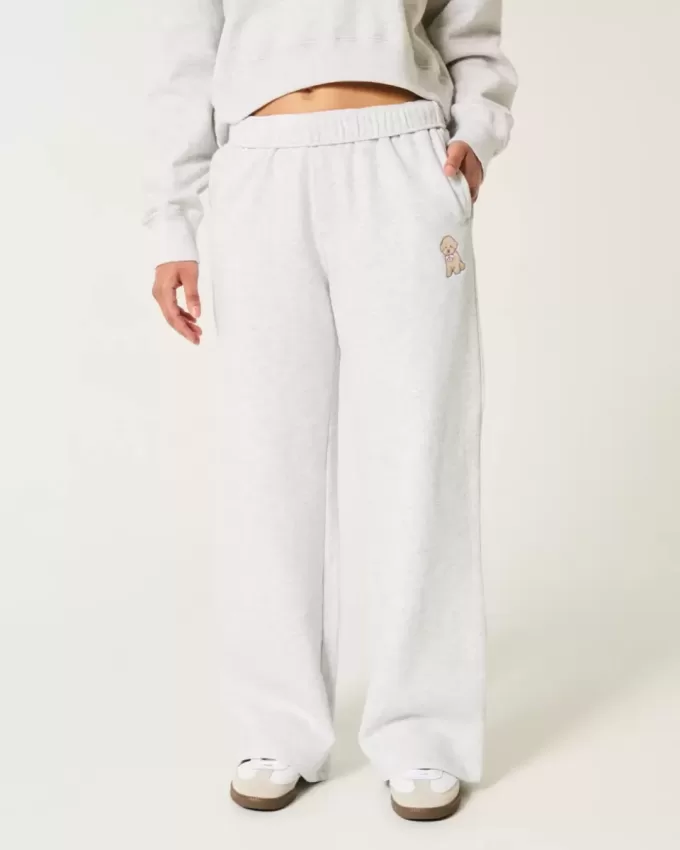 Jogginghose mit weitem Bein und Hundegrafik Jogginghose mit weitem Bein und Hundegrafik