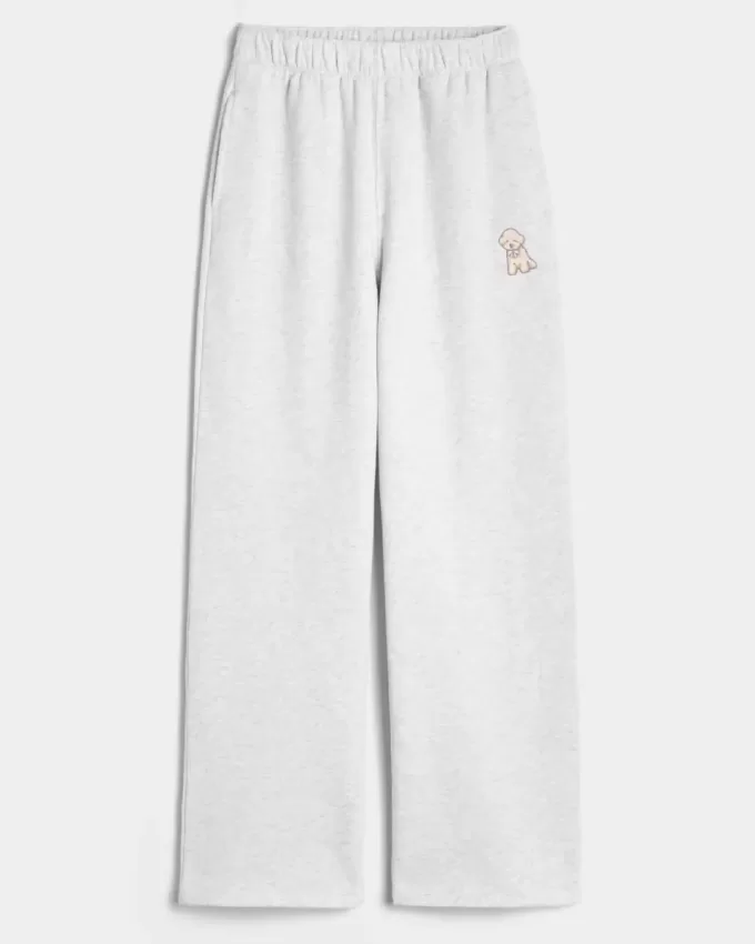 Jogginghose mit weitem Bein und Hundegrafik Jogginghose mit weitem Bein und Hundegrafik