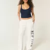 Jogginghose mit weitem Bein und New York-Grafik Jogginghose mit weitem Bein und New York-Grafik