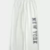 Jogginghose mit weitem Bein und New York-Grafik Jogginghose mit weitem Bein und New York-Grafik