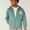 Kapuzenjacke mit kastenförmiger Zahlengrafik und Reißverschluss Kapuzenjacke mit kastenförmiger Zahlengrafik und Reißverschluss