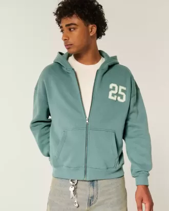 Kapuzenjacke mit kastenförmiger Zahlengrafik und Reißverschluss Kapuzenjacke mit kastenförmiger Zahlengrafik und Reißverschluss