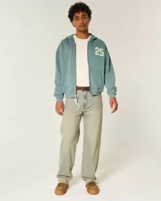 Kapuzenjacke mit kastenförmiger Zahlengrafik und Reißverschluss Kapuzenjacke mit kastenförmiger Zahlengrafik und Reißverschluss