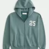 Kapuzenjacke mit kastenförmiger Zahlengrafik und Reißverschluss Kapuzenjacke mit kastenförmiger Zahlengrafik und Reißverschluss